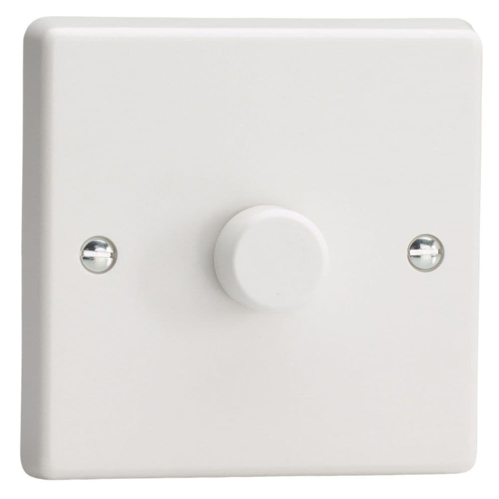 Varilight KQP101W White Plastic 1 Gang 2-Way Push-On/Off LED Dimmer 0-100W V-Com