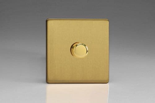 Varilight TEBP401S Euro Brushed Brass 1 Gang 2-Way Push-On/Off Dimmer 60-400W V-Dim