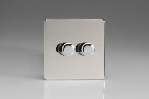 Varilight TECP252S Euro Polished Chrome 2 Gang 2-Way Push-On/Off Dimmer 40-250W V-Dim