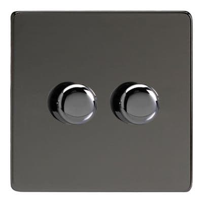 Varilight TEIP252S Euro Iridium Black 2 Gang 2-Way Push-On/Off Dimmer 40-250W V-Dim