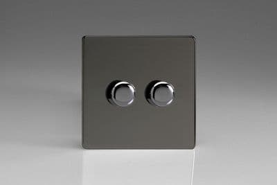 Varilight TEIP252S Euro Iridium Black 2 Gang 2-Way Push-On/Off Dimmer 40-250W V-Dim