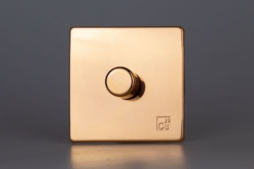 Varilight TEYP401S.AC European Cu29 Raw Copper V-Dim 1 Gang 2 Way Push-On/Off Dimmer 60-400W