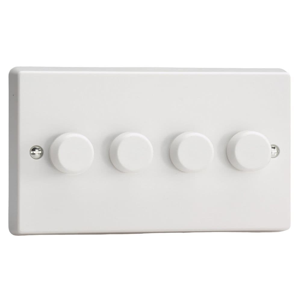 Varilight TQDP254W White Plastic 4 Gang 2W V-Dim Push On/Off Rotary ...