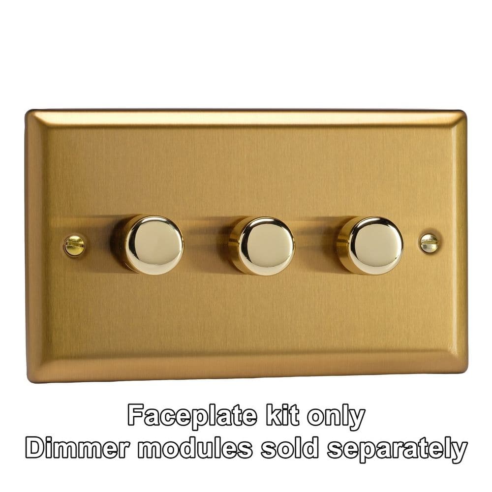 Varilight WBD3 Classic Brushed Brass Matrix 3 Gang Dimmer Kit inc Knobs