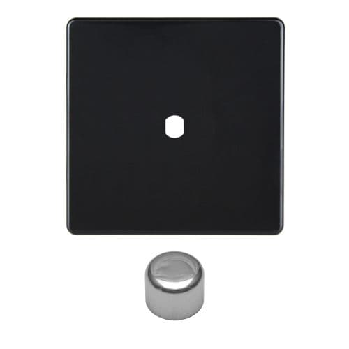 Varilight WDL1S Screwless Premium Black Matrix 1 Gang Dimmer Kit inc Knob Single Plate