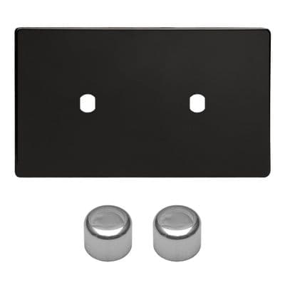 Varilight WDLD2S Screwless Premium Black Matrix 2 Gang Dimmer Kit inc Knobs Twin Plate