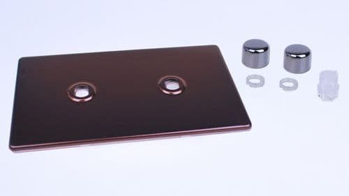 Varilight WDMD2S Screwless Mocha Matrix 2 Gang Dimmer Kit inc Knobs Twin Plate