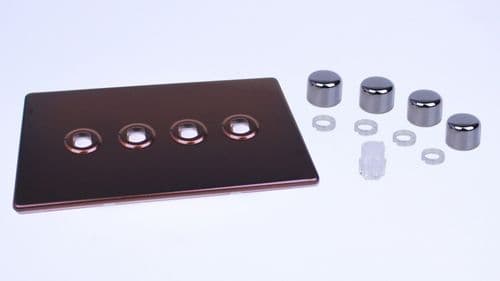 Varilight WDMD4S Screwless Mocha Matrix 4 Gang Dimmer Kit inc Knobs Twin Plate