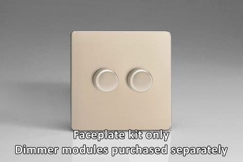Varilight WDN2S Screwless Satin Chrome Matrix 2 Gang Dimmer Kit inc Knobs Single Plate