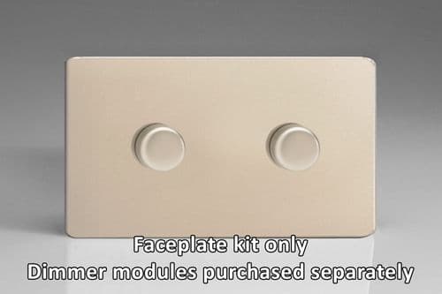 Varilight WDND2S Screwless Satin Chrome Matrix 2 Gang Dimmer Kit inc Knobs Twin Plate