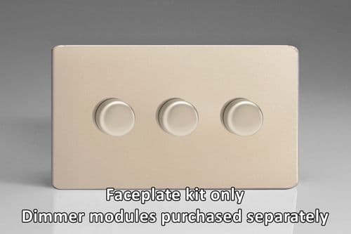 Varilight WDND3S Screwless Satin Chrome Matrix 3 Gang Dimmer Kit inc Knobs Twin Plate