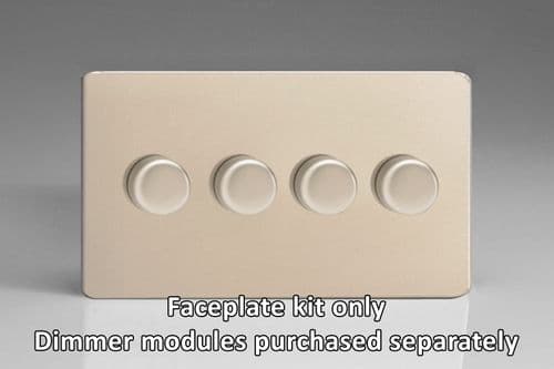 Varilight WDND4S Screwless Satin Chrome Matrix 4 Gang Dimmer Kit inc Knobs Twin Plate