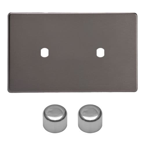 Varilight WDRD2S Screwless Pewter Matrix 2 Gang Dimmer Kit inc Knobs Twin Plate