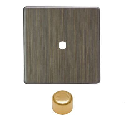 Varilight WDY1S.AB Urban Screwless Antique Brass Matrix 1 Gang Dimmer Kit inc Knob Single Plate