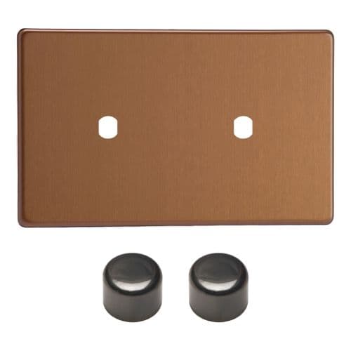 Varilight WDYD2S.BZ Screwless Brushed Bronze Matrix 2 Gang Dimmer Kit inc Knobs Twin Plate
