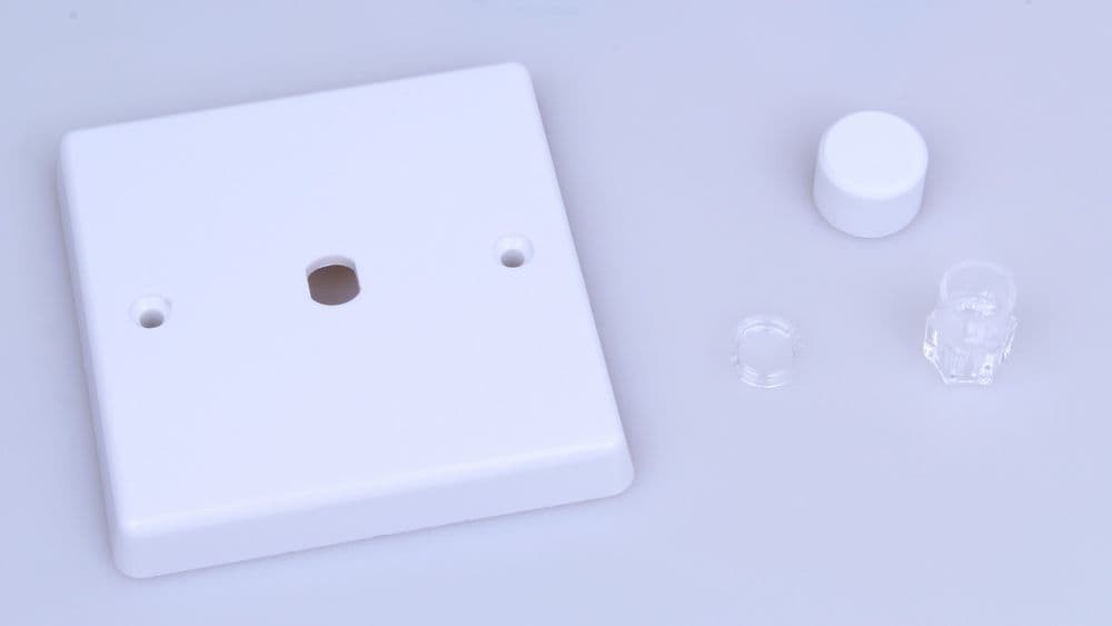 Varilight WQ1W White Plastic 1 Gang Dimmer Plate Only + Knobs