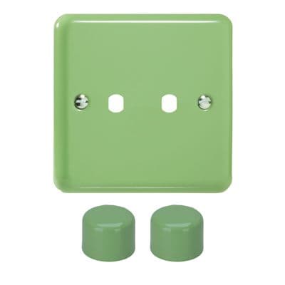 Varilight WY2.BG Lily Pastel Beryl Green 2 Gang Dimmer Matrix Kit inc Knob Single Plate
