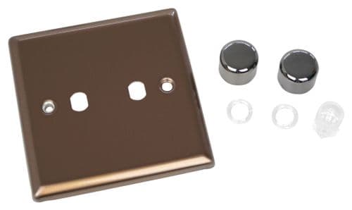 Varilight WY2.BZ Urban Brushed Bronze 2 Gang Dimmer Plate Only + Dimmer Knobs