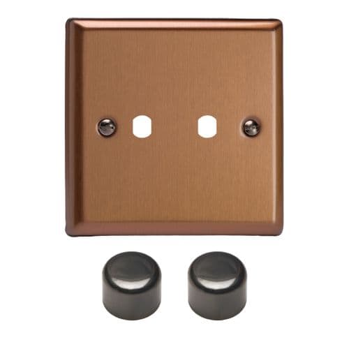 Varilight WY2.BZ Urban Brushed Bronze Matrix 2 Gang Dimmer Kit inc Knobs