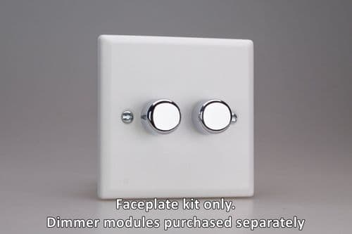 Varilight WY2.CW Urban Chalk White 2 Gang Dimmer Plate Only + Dimmer Knobs