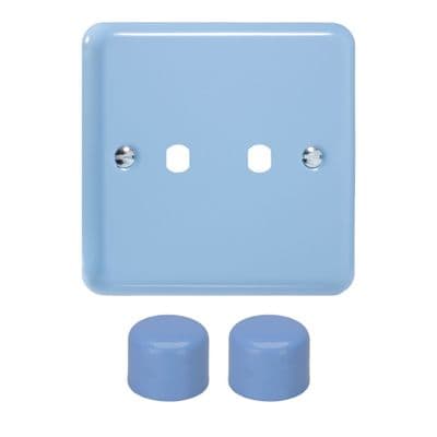 Varilight WY2.DB Lily Pastel Duck Egg Blue 2 Gang Dimmer Matrix Kit inc Knob Single Plate