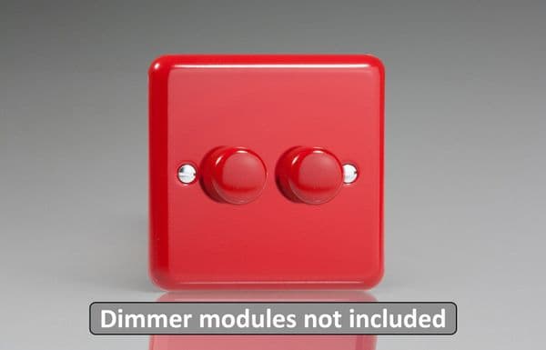 Varilight WY2.PR Lily Primary Pillar Box Red 2 Gang Dimmer Matrix Kit inc Knob Single Plate