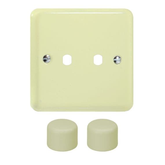 Varilight WY2.WC Lily Pastel White Chocolate 2 Gang Dimmer Matrix Kit inc Knob Single Plate