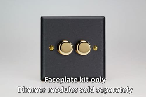 Varilight WY2V.MB Vogue Matt Black Matrix 2 Gang Dimmer Kit inc Knobs Single Plate