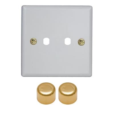 Varilight WY2V.MW Vogue Matt White Matrix 2 Gang Dimmer Kit inc Knobs Single Plate