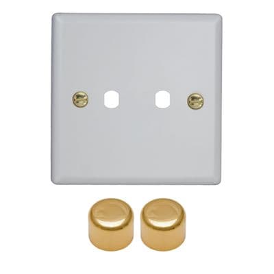 Varilight WY2V.MW Vogue Matt White Matrix 2 Gang Dimmer Kit inc Knobs Single Plate