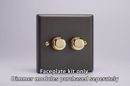 Varilight WY2V.SL Vogue Slate 2 Gang Dimmer Plate Only + Dimmer Knobs
