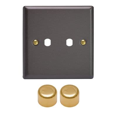 Varilight WY2V.SL Vogue Slate Matrix 2 Gang Dimmer Kit inc Knobs