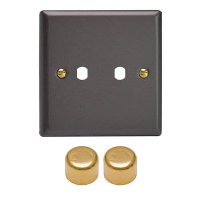 Varilight WY2V.SL Vogue Slate Matrix 2 Gang Dimmer Kit inc Knobs