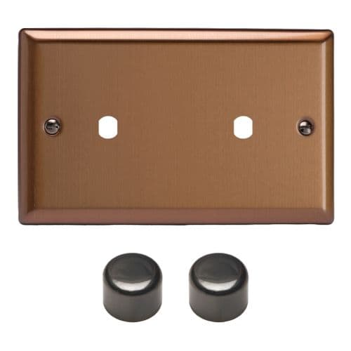Varilight WYD2.BZ Urban Brushed Bronze Matrix 2 Gang Dimmer Kit inc Knobs