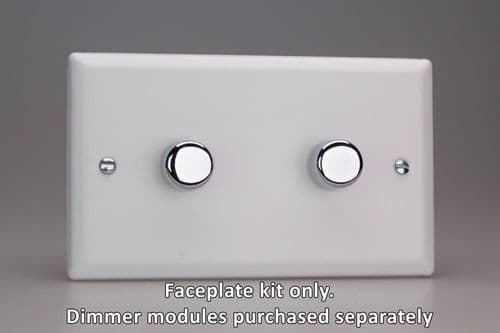 Varilight WYD2.CW Urban Chalk White 2 Gang Dimmer Plate Only + Dimmer Knobs (Twin Plate)