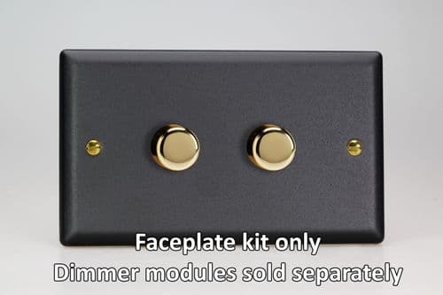 Varilight WYD2V.MB Vogue Matt Black Matrix 2 Gang Dimmer Kit inc Knobs Twin Plate