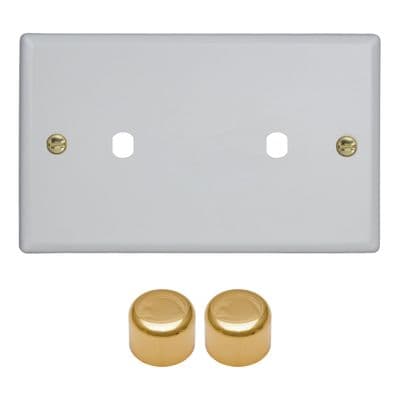 Varilight WYD2V.MW Vogue Matt White Matrix 2 Gang Dimmer Kit inc Knobs Twin Plate