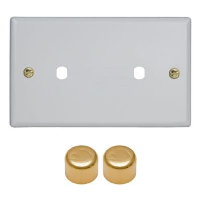 Varilight WYD2V.MW Vogue Matt White Matrix 2 Gang Dimmer Kit inc Knobs Twin Plate