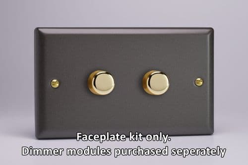 Varilight WYD2V.SL Vogue Slate 2 Gang Dimmer Plate Only + Dimmer Knobs (Twin Plate)