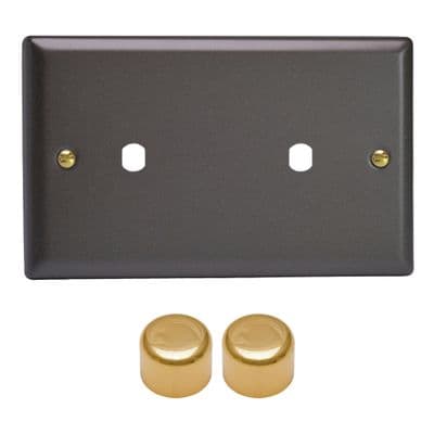 Varilight WYD2V.SL Vogue Slate Matrix 2 Gang Dimmer Kit inc Knobs (Twin Plate)