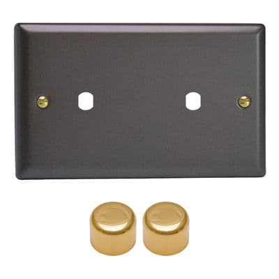 Varilight WYD2V.SL Vogue Slate Matrix 2 Gang Dimmer Kit inc Knobs (Twin Plate)