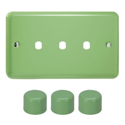 Varilight WYD3.BG Lily Pastel Beryl Green 3 Gang Dimmer Matrix Kit inc Knob Double Plate