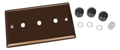 Varilight WYD3.BZ Urban Brushed Bronze 3 Gang Dimmer Plate Only + Dimmer Knobs