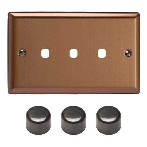 Varilight WYD3.BZ Urban Brushed Bronze Matrix 3 Gang Dimmer Kit inc Knobs
