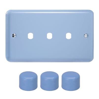 Varilight WYD3.DB Lily Pastel Duck Egg Blue 3 Gang Dimmer Matrix Kit inc Knob Double Plate