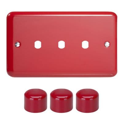 Varilight WYD3.PR Lily Primary Pillar Box Red 3 Gang Dimmer Matrix Kit inc Knob Double Plate