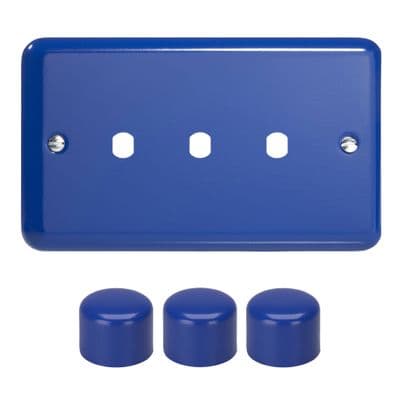 Varilight WYD3.RB Lily Primary Reflex Blue 3 Gang Dimmer Matrix Kit inc Knob Double Plate