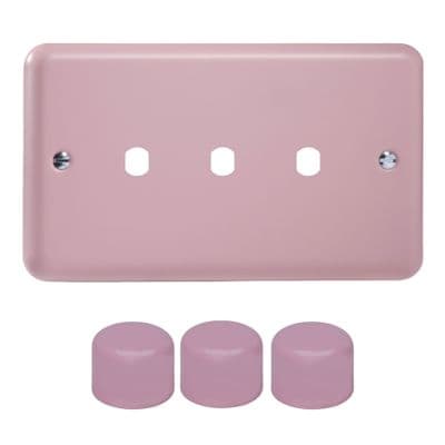 Varilight WYD3.RP Lily Pastel Rose Pink 3 Gang Dimmer Matrix Kit inc Knob Double Plate