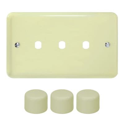 Varilight WYD3.WC Lily Pastel White Chocolate 3 Gang Dimmer Matrix Kit inc Knob Double Plate