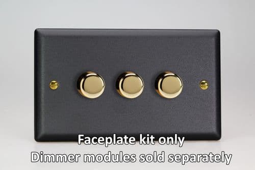 Varilight WYD3V.MB Vogue Matt Black Matrix 3 Gang Dimmer Kit inc Knobs Twin Plate